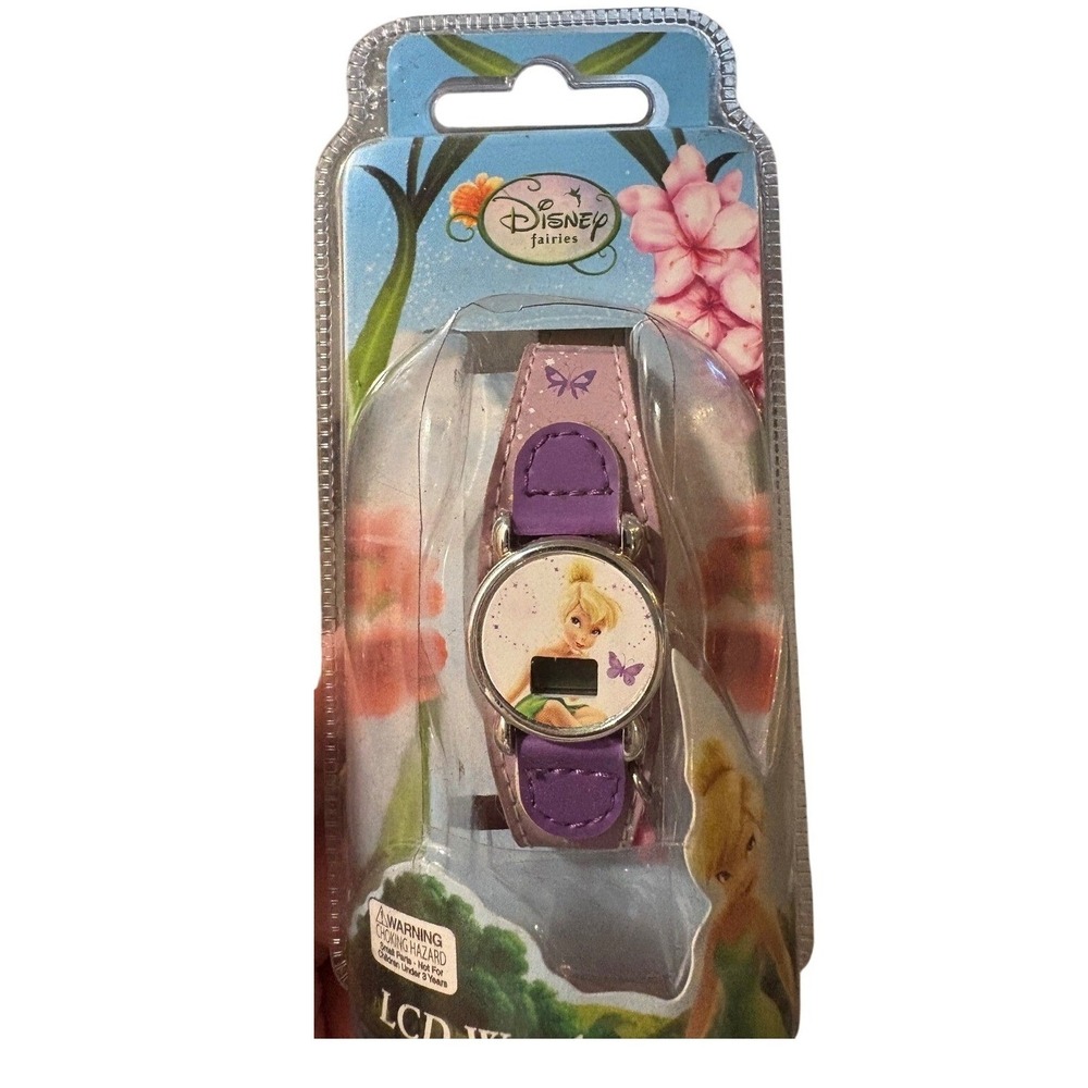 Disney Fairies Tinker Bell Digital LCD Watch Purple Butterfly Strap New NIP